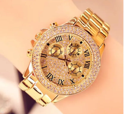 Luxury Rhinestone Ladies Watch Gypsophila Quartz Watches Alloy Strap Crystal Watch Digtal Clock Wrist Watches